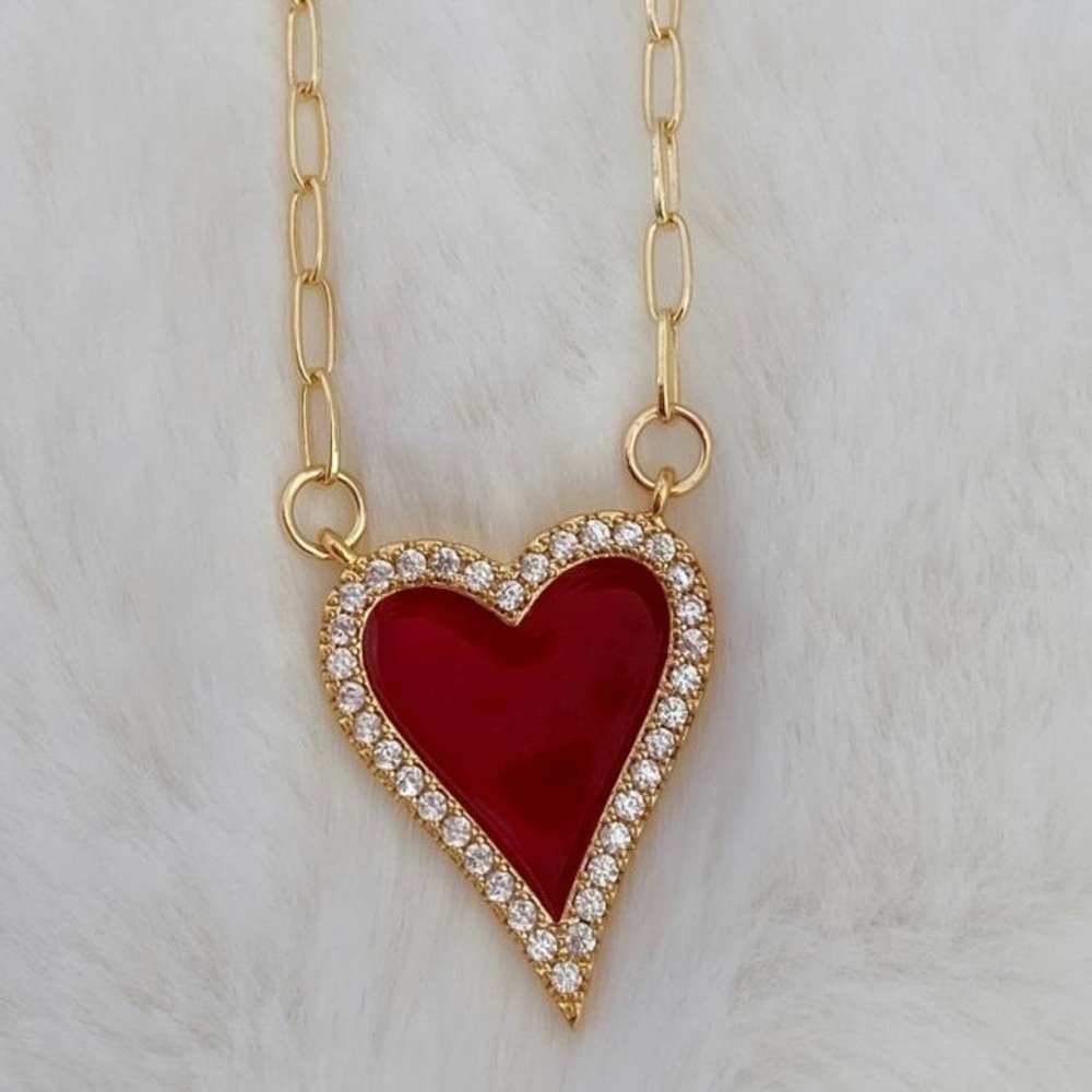 Red Enamel Heart Necklace